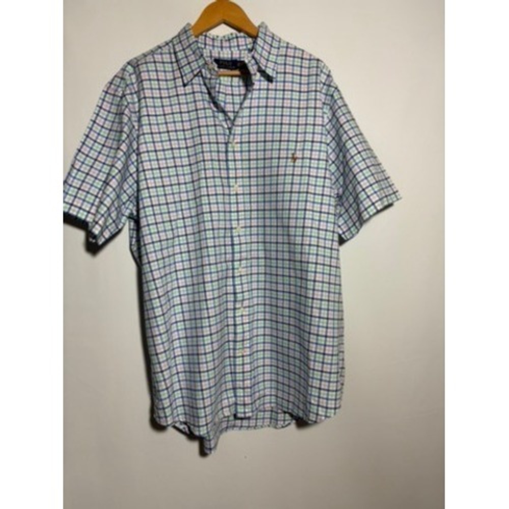 Polo Ralph Lauren Mens 1X Tall Oxford Short Sleeve Check‎ Plaid Shirt